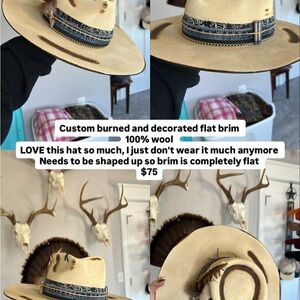 Decorated Wool Hat with Feather